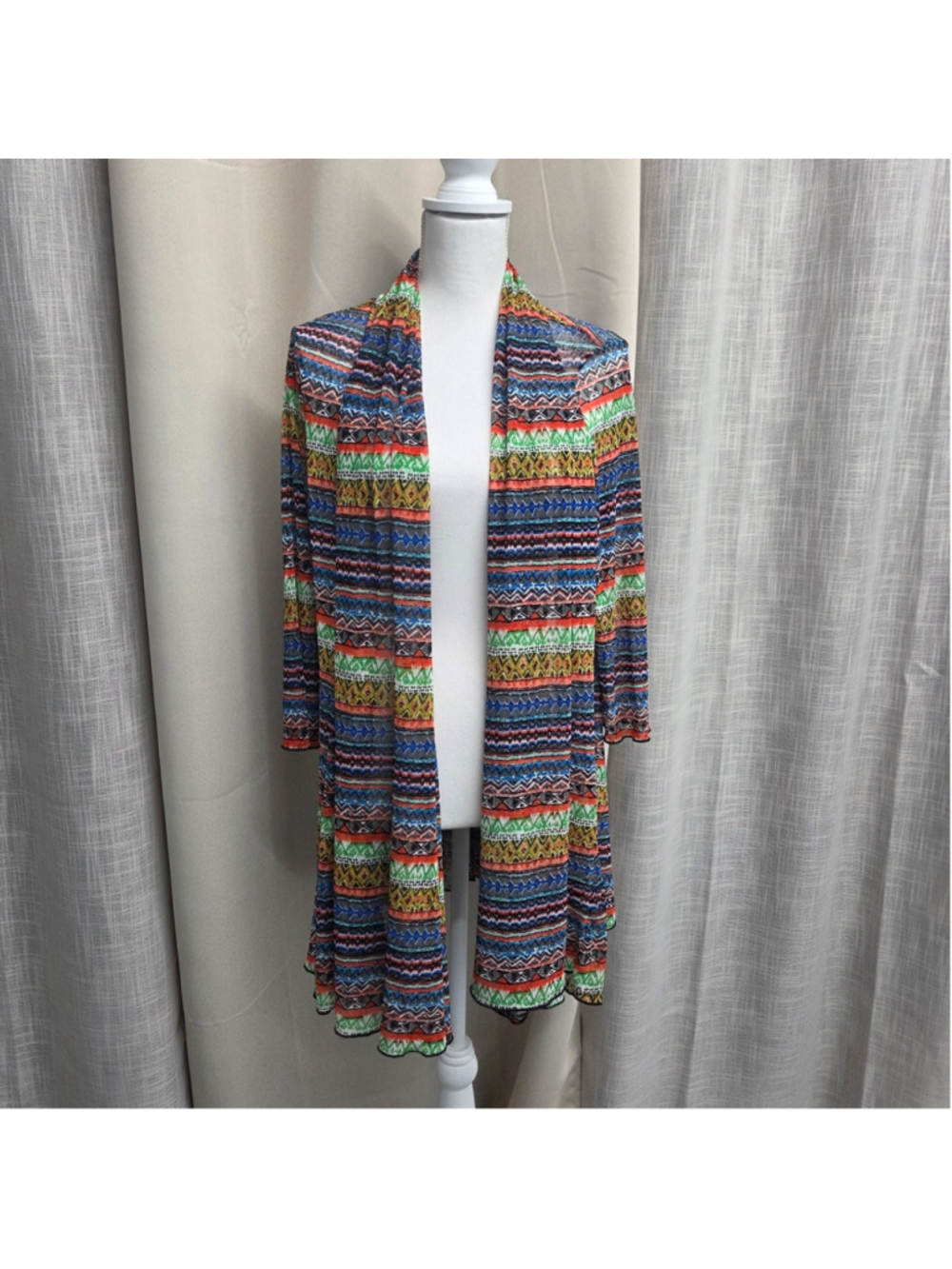 Ali Miles Multicolor Open Cardigan L Boho-chic Art-to-wear Festival Core Vibrant